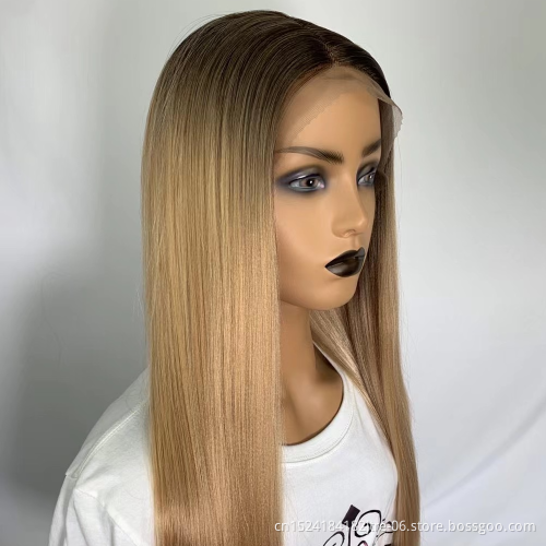 T Part Synthetic Lace Front Hair Wig Solid Colors Trendy Silky Straight Slight Yaki Long Length 4 Colors to Choose